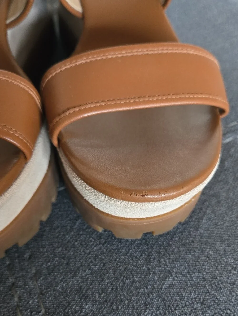 Michael Kors Women's Tan Platform Leather Sandal Wedge